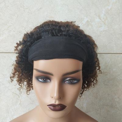 China Ombre 1B/30 Curly Kinky Curly Human Hair Brazilian Remy Hair Wig Curl Remy Hair Lace Up Non Curly Wigs Headband Wig for sale