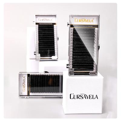 China Cursavela Flexible Eyelash Extensions Flat Ellipse Split Mattl Ellipse False Eyelashes Extension Black Makeup Natural Beauty Studio Tips for sale