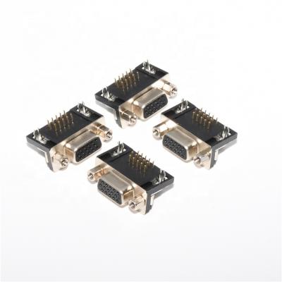 China PCB HDR 15Pin Female With Screw And Fork Three Row VGA D-SUB Connector for sale