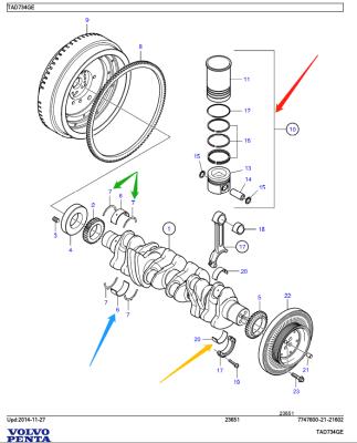 China 21034608 connecting rod bearing VOLVO-PENTA TAD734GE Volvo-penta for sale