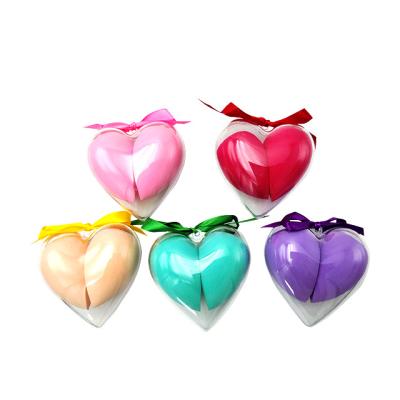 China Wholesale Non-latex 2PCS Colorful Heart-shaped Sponge Latex Beauty Makeup Cosmetic Powder Puff With Container for sale