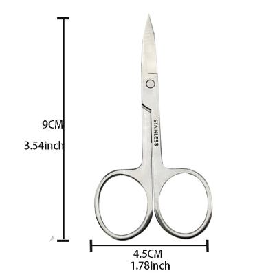 China Custom Logo 2mm Thickness Trimming Eyebrow Nose Hair Mirror Polished Portable Beauty Curved Nipper Manicure Scissors for sale