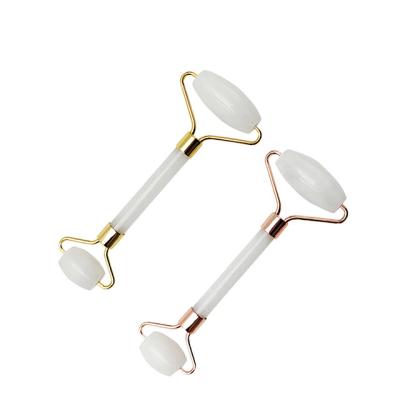 China 100% Original Label Eye Face Roller Massager Beauty Cosmetics White Gua Packing Jade Roller Customized Face Lift Tops Fashion for sale