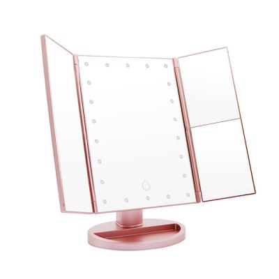 China Adjustable Lighted Bestselling Screen 22 Cosmetic Lead Makeup Mirror With Lights USB Charging 180 Degree Desktop For Makeup for sale