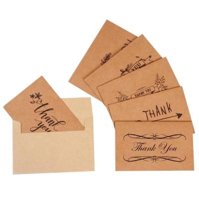 China Thank You Card Custom Folding Kraft Paper Thank You Cards With Envelope Package for sale