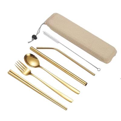 China Sustainable Hot Luxury Flatware Set Spoons And Forks Reusabl Stainless Steel Cutlery for sale