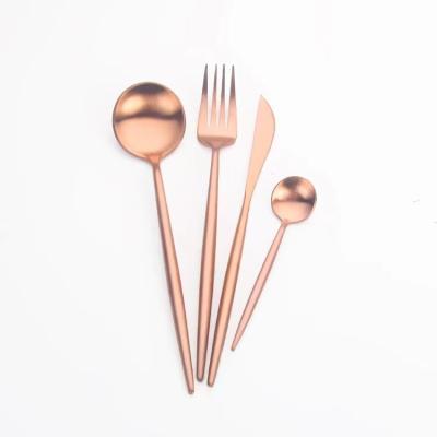 China Sustainable Factory wholesale Portugal gold black  knife and fork spoon  Cutlery set for sale