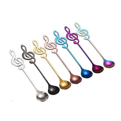 China Sustainable Creative Stainless Steel Music Symbol Dessert Spoon Cake Ice Cream Spoon CoffeeSpoon for sale