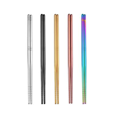 China Sustainable Wholesale Custom Logo Reusable Mirror Polish 304 Stainless Steel Metal Chopsticks for sale