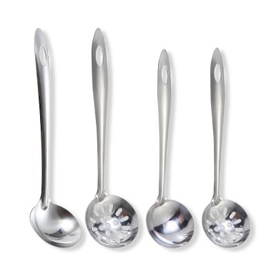 China Sustainable Handle Thickened Soup Shell And Spoon Series Tableware Stainless Steel Creative Leaf Drop Hot Pot Leakage for sale