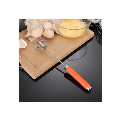 China Sustainable Semi Automatic Long Handle Stainless Danish Rotating Hand Wire Dough Egg Whisk Mini Manual Egg Beater OEM Tools Steel for sale