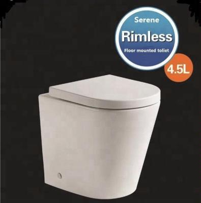 China Ceramic Cistern European Hidden Back To The Wall Lavatory WC Bathroom Around Rimless Floor Standing Toilet for sale