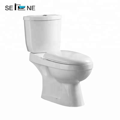 China Double-Flow Classic Style Cheap Prices Dual Flush WC Set Two Piece P-trap 180mm Ceramic Toilet for sale