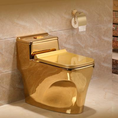 China Modern Ceramic Luxury Western Bathroom WC Gold Ceramic Toilet S Trap 300mm WC Toilet for sale