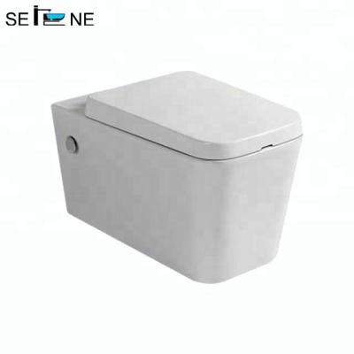 China Bathroom Ceramic Sanitary Ware Factory Double-Flow Wall Mount Wc Rectangular Rough P Trap 180mm In for sale