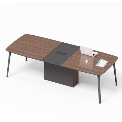 China Convertible Modern Simple Design Office Furniture Walnut Color Meeting Room Wooden Conference Table for sale