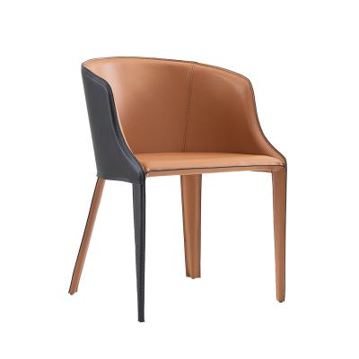 China MODERN Poplar Design Unique Saddle Leather Dining Armchair Modern Nordic Furniture Famous Designers Cafe Chairs for sale