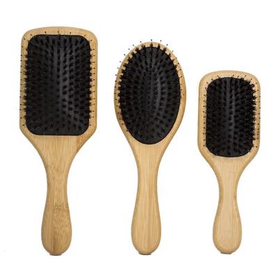 China Factory Wholesale Care Tools Waterproof Massage Straighten Nylon Bristle Bamboo Wooden Hair Comb for sale