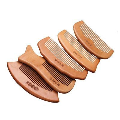 China Logo Pockets Wide Tooth Natural Bamboo Cushion Travel Custom Small Wooden Hair Comb Beard Peach Pockets Comb With Handle for sale