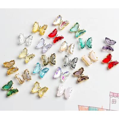 China Metal Nail Decorations For Nail Art Tip DIY Accessories Gold Alloy 3D Butterfly Nail Charm Stickers for sale