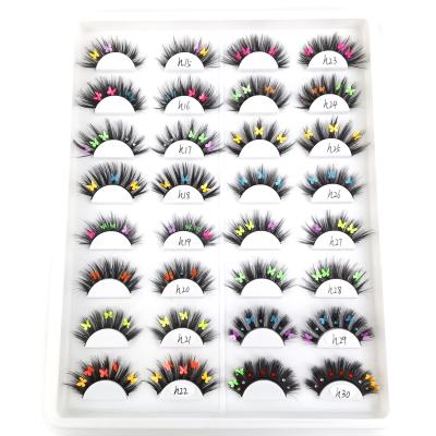 China Natural Long Full Strip Lashes Wholesale Vendor 3D 25mm Colored Handmade Mink Eyelash False Eyelashes for sale