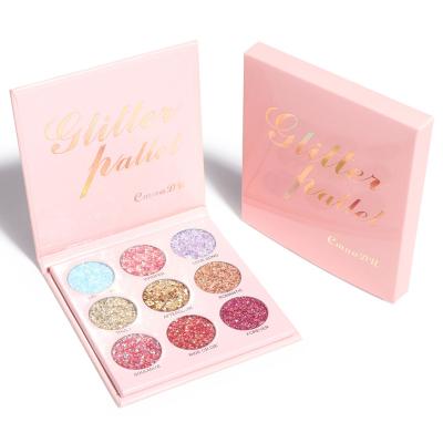 China Waterproof Highly Pigmented Eyeshadow Long Lasting 9 Colors Glitter Waterproof Customize Eyeshadow Palette for sale