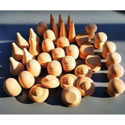 China 100% Eco-friendly Montessori Wooden Blocks Loose Puzzle Pieces Toys Mandala Eggs Tree Cones Mushrooms Flowers For Kids Open-Ended Game for sale