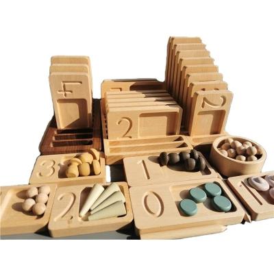 China 100% Walnut Eco-Friendly Wooden Montessori Calculation Counting Boards Math Trays Toys Sensory Writing Boards for sale