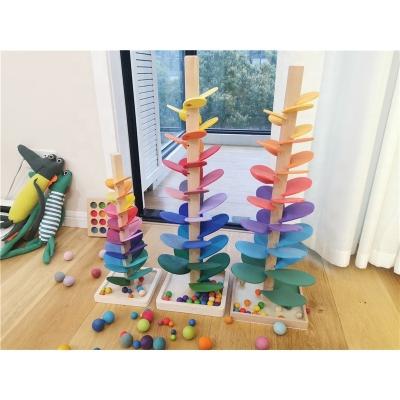 China Beech and Basswood Petals Assembly Balls Tracking Blocks Marble Run Rainbow Music Sounding Trees Wooden Educational Toys for Children for sale