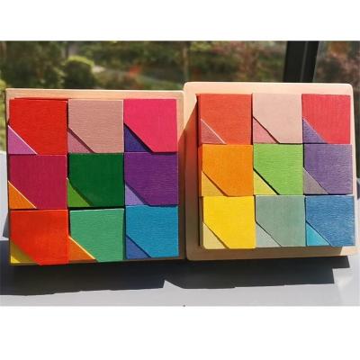 China 100% Eco-Friendly Nature Basswood Stacking Toys Rainbow Cornerstones Wooden Building Blocks For Kids Creative Play for sale