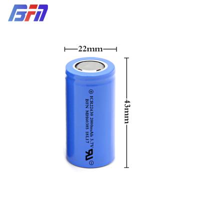 China Toys Grade Cheap 22430 Cylindrical Li-ion Battery Cells 3.7V 2000mAh Rechargeable Battery Pack For Flashlight for sale