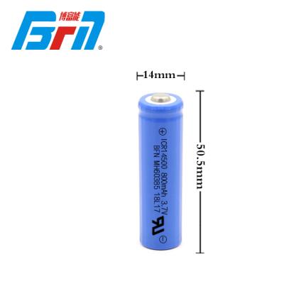 China Cylindrical Cells 3.7v ICR 14500 Li-ion Battery Rechargeable Li-ion Battery 800mAh 14500C-800mAh for sale