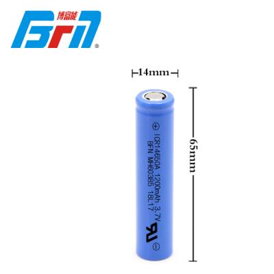 China Home Appliances Rechargeable 14650 Battery 3.7v 1200mAh Lithium Ion Battery For Flashlight Camera for sale