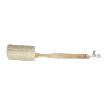 China All Natural Exfoliating Back Loofah Sponge Scrubber Bath Brush On A Stick Back Exfoliator With Long Wooden Handle for sale