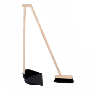 China Durable Wooden Broom And Dustpan Set Long Handle Straight Sweeper For Clean Housework for sale