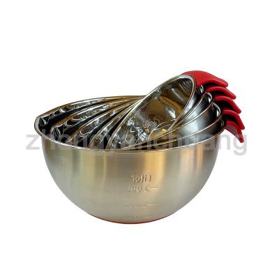 China Sustainable Wholesale Stainless Steel Salad Bowl Silicone Bottom Non-slip Mixing Bowl for sale