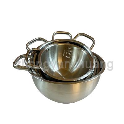 China Sustainable Hot Sale 201 304 Stainless Steel Salad Bowl Silicone Bottom Non-slip Multifunctional Mixing Bowl for sale