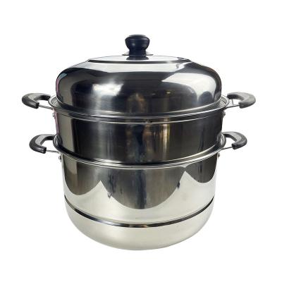 China Sustainable Hot Sale Stainless Steel Steamer Pot 2 Layer Large Capacity Steamer Kitchen Cooker for Dumplings Seafood Cooking for sale