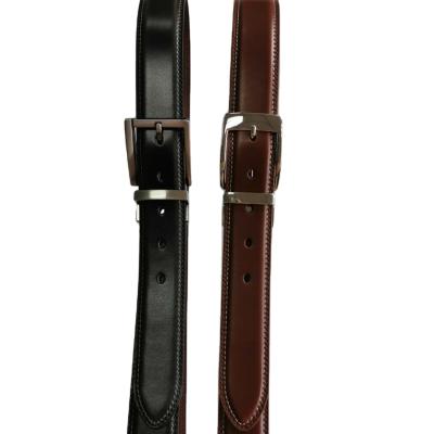 China Cozy Unisex Cow Split PU Pin Buckle Leather Waist Belt Reversible Leather Belt Black and Brown for sale