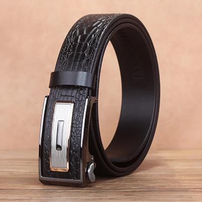 China New Comfortable Men's Automatic Belt Buckle Youth Belt Cowhide Crocodile Pants Leather Belts for sale