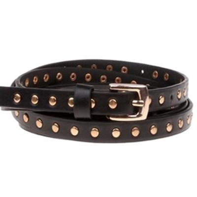 China Comfortable Cheap Women's PU Leather Belt With New Style Gold Metal Studs Round Decorations for sale