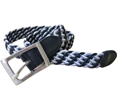 China Comfortable Custom Made Nylon Rope PU Mens And Womens Leather Hand Knit Pin Buckle Belt for sale