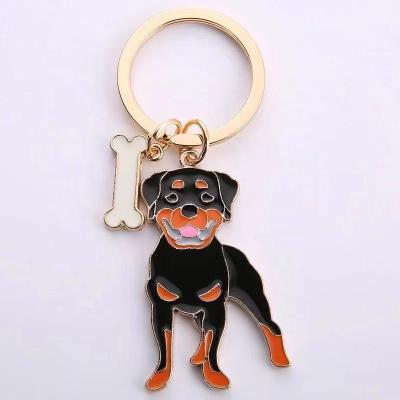 China Rottweiler Key Ring Bag Charm Chain Men's Gift Rottweiler Animal Promotion Gift Dog Key Couple for sale