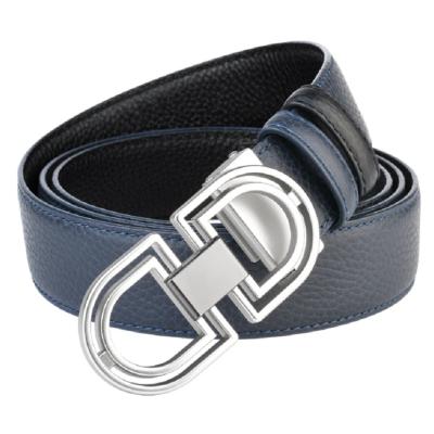 China Best Popular Selling Men's PU Leather Belt Business Buckle Brand Smooth Cowhide Belt for sale