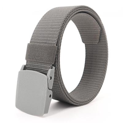 China 2022 Buckle Smooth Men's And Women's Belt Customizable LOGO Security Check Tactics Popular Nylon Canvas Jeans Belt for sale