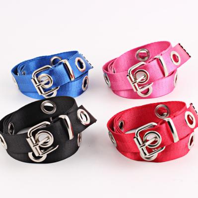 China Factory direct sales popular fashion solid color big hole belt for kids and students for sale