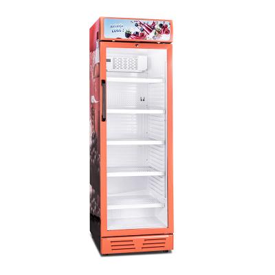 China Single-temperature 380L Upright Beverage Display Cooler Showcase Cooler With Wheels For Vertical Beverage Showcase for sale