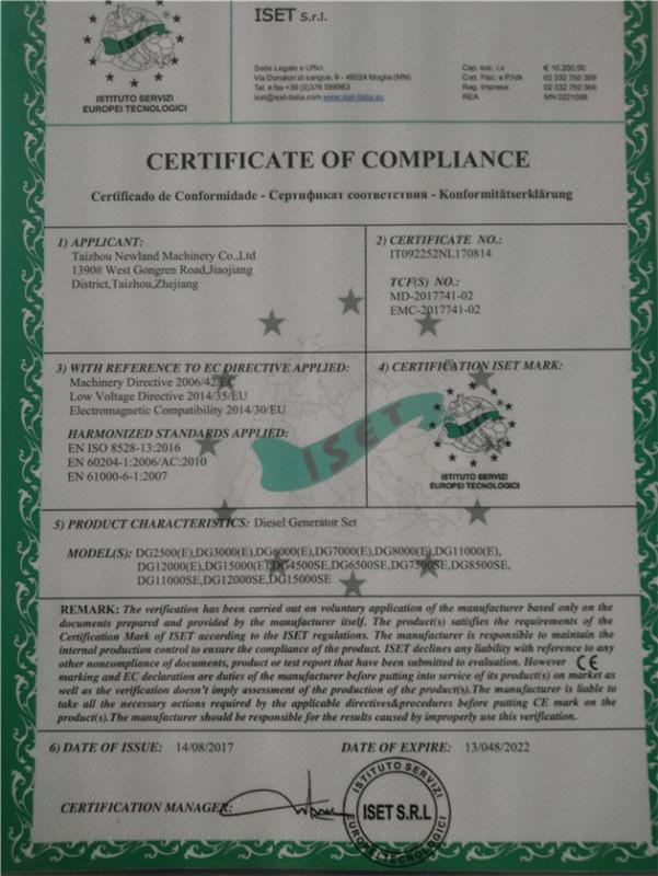 CE - Taizhou Newland Machinery Co., Ltd.
