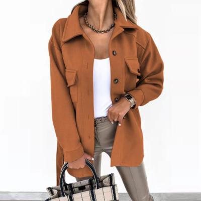 China 2021 High Quality Breathable Turn-Down Solid Collar Woolen Coat With Waistband Women Cotton Jacket And Coat For Winter Fall Thermal for sale