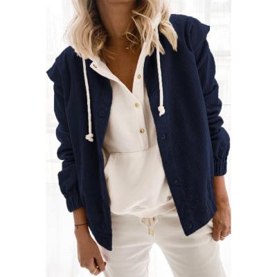 China 2021 New Style Women Corduroy Cardigan Winter Coat Long Sleeve Breathable Single Breasted Cardigan Blouses Tops Loose Lapel Jacket for sale